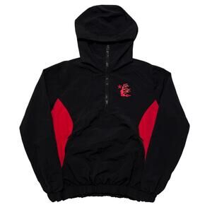 Hellstar Black & Red Zip Up Hooded Windbreaker Jacket XS Sample